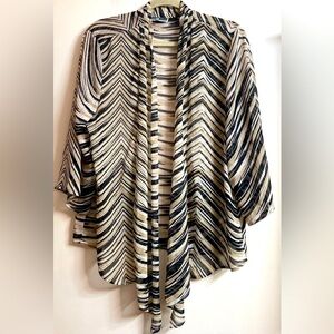 JM Collection Petite Sz L Sheer Open Cardigan striped
